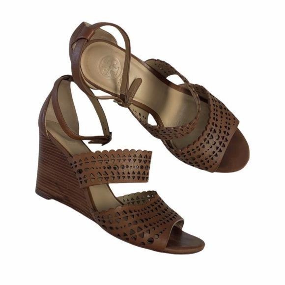 Tory Burch Perforated Gladiator Wedge Sandal 8.5 - Picture 2 of 13